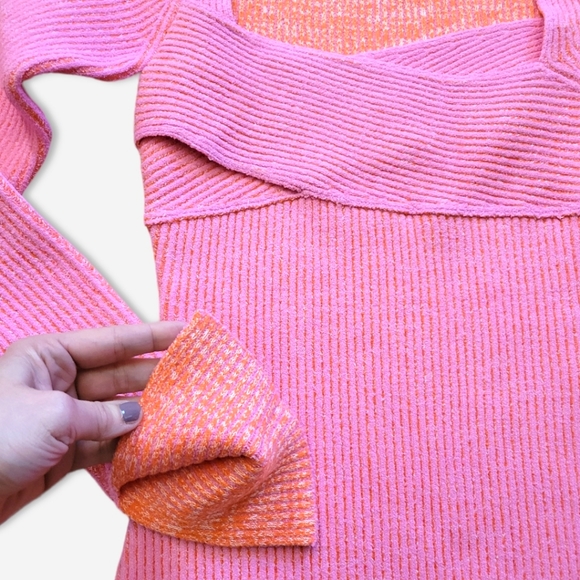 3.1 PHILLIP LIM Double Face Crossbody Sweater Midi Dress Pink - Picture 9 of 14